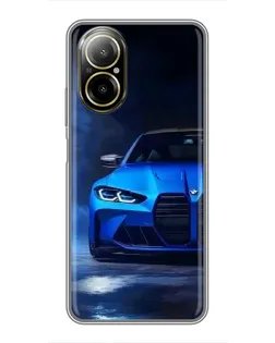 Чехол для Realme C67 с картинкой «Голубая BMW M4»