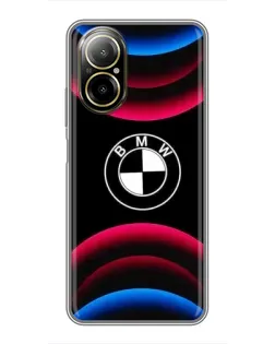Чехол для Realme C67 с картинкой «Логотип BMW и неоновые дуги»