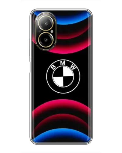 Чехол для Realme C67 с картинкой «Логотип BMW и неоновые дуги»
