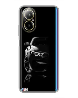 Чехол для Realme C67 с картинкой «Силуэт BMW в темноте»