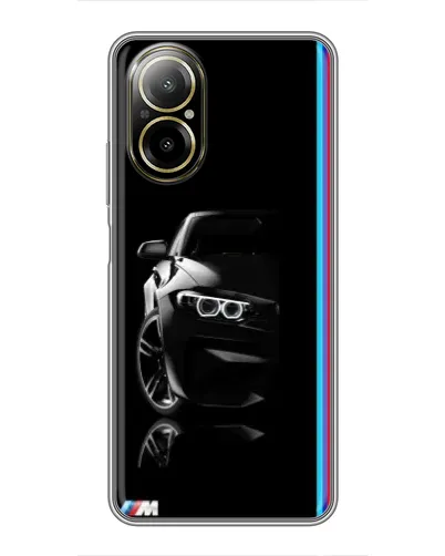 Чехол для Realme C67 с картинкой «Силуэт BMW в темноте»