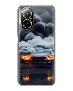 Чехол для Realme C67 с картинкой «BMW в дыму»