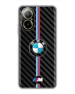 Чехол для Realme C67 с картинкой «Эмблема BMW и карбон»
