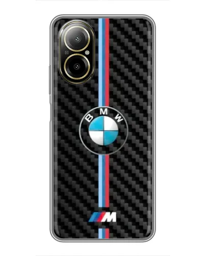 Чехол для Realme C67 с картинкой «Эмблема BMW и карбон»