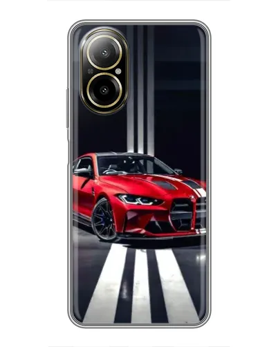 Чехол для Realme C67 с картинкой «Красная BMW на дороге»