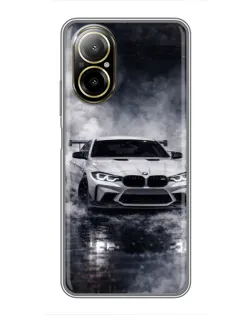 Чехол для Realme C67 с картинкой «BMW сквозь туман»
