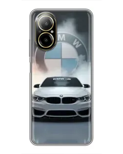 Чехол для Realme C67 с картинкой «BMW в белом дыму»