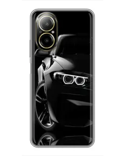Чехол для Realme C67 с картинкой «Черная BMW — профиль»