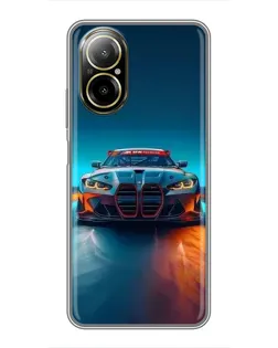 Чехол для Realme C67 с картинкой «BMW — огни неона»