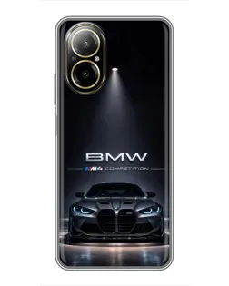 Чехол для Realme C67 с картинкой «BMW сквозь ночной город»