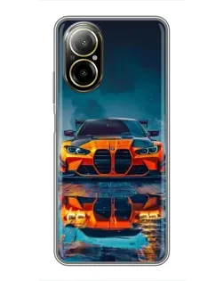 Чехол для Realme C67 с картинкой «BMW — золотая эмблема»