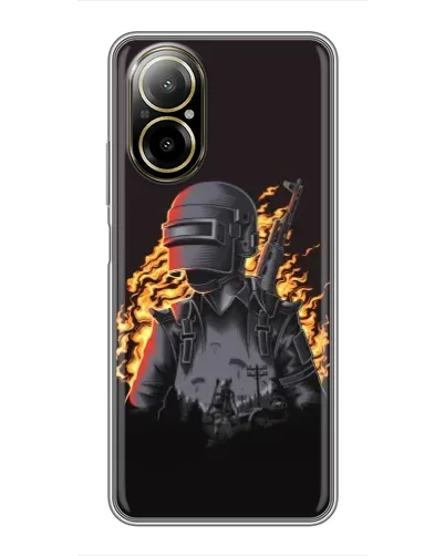 Чехол для Realme C67 с картинкой «PUBG — огненный силуэт»
