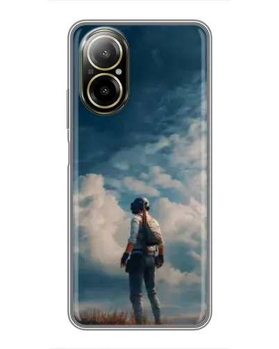 Чехол для Realme C67 с картинкой «Герой PUBG на скале»
