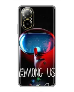 Чехол для Realme C67 с картинкой «Красный импостер — макро»