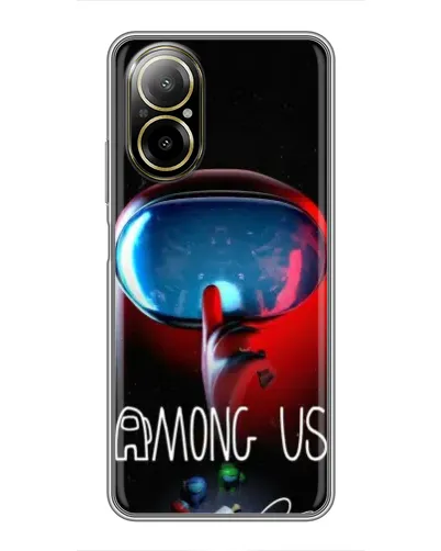 Чехол для Realme C67 с картинкой «Красный импостер — макро»