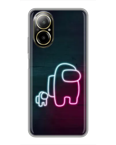 Чехол для Realme C67 с картинкой «Among Us неон-арт»