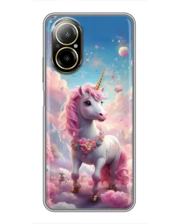Чехол для Realme C67 с картинкой «Единорог среди облаков»