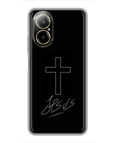 Чехол для Realme C67 с картинкой «Графический крест Jesus» Чехол для Realme C67 с картинкой «Графический крест Jesus»