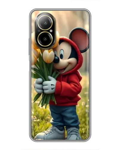 Чехол для Realme C67 с картинкой «Микки с тюльпанами»