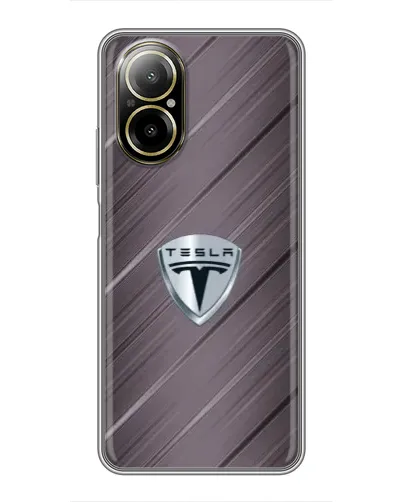 Чехол для Realme C67 с картинкой «Металлическая текстура Tesla»