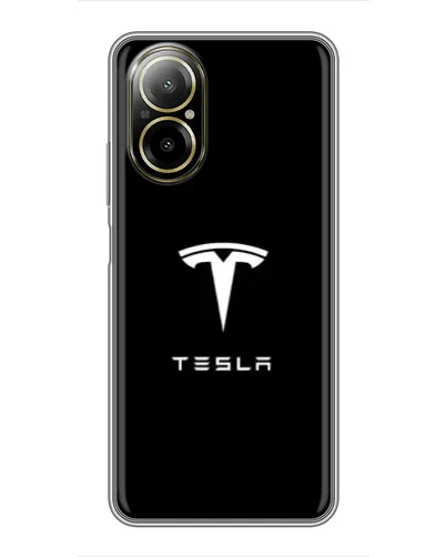 Чехол для Realme C67 с картинкой «Tesla White Logo»
