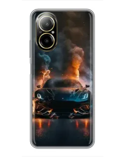Чехол для Realme C67 с картинкой «Lamborghini дымная эстетика»
