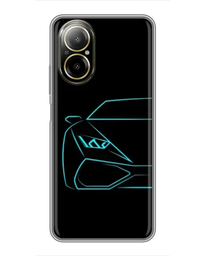 Чехол для Realme C67 с картинкой «Голубой силуэт Lamborghini»