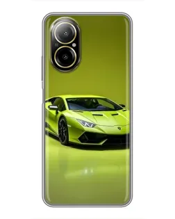 Чехол для Realme C67 с картинкой «Салатовый Lamborghini Huracan»