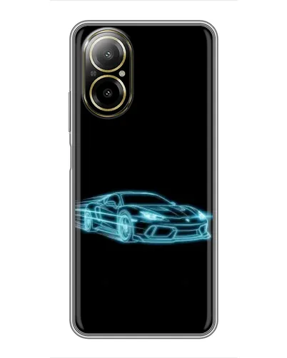 Чехол для Realme C67 с картинкой «Неоновый контур Lamborghini»