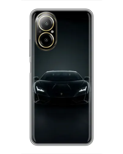 Чехол для Realme C67 с картинкой «Черный Lamborghini Aventador»