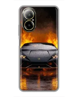 Чехол для Realme C67 с картинкой «Lamborghini в огне»