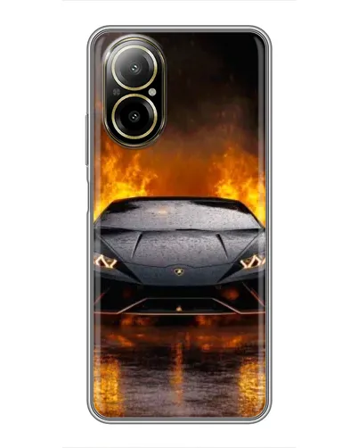 Чехол для Realme C67 с картинкой «Lamborghini в огне»