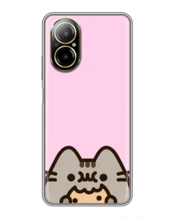Чехол для Realme C67 с картинкой «Pusheen и печенье»