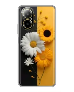 Чохол для Realme C67 з картинкою «Соняшник та ромашка»