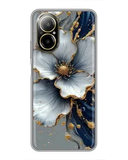 Чохол для Realme C67 з картинкою «Біла квітка та золотий флюїд»