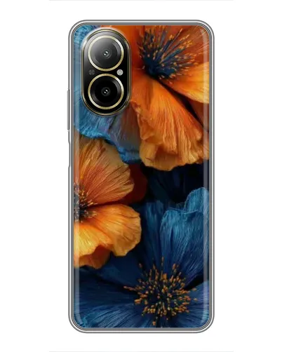 Чехол для Realme C67 с картинкой «Яркая сине-оранжевая флора» Чехол для Realme C67 с картинкой «Яркая сине-оранжевая флора»