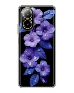 Чехол для Realme C67 с картинкой «Фиолетовые цветы с росою»