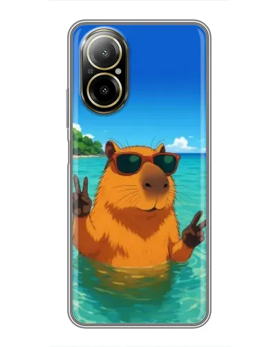 Чехол для Realme C67 с картинкой «Морская капибара»