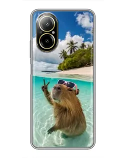 Чехол для Realme C67 с картинкой «Капибара на море» Чехол для Realme C67 с картинкой «Капибара на море»