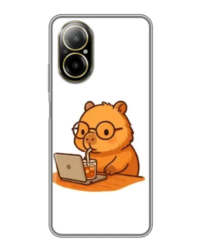 Чехол для Realme C67 с картинкой «Капибара с ноутбуком»