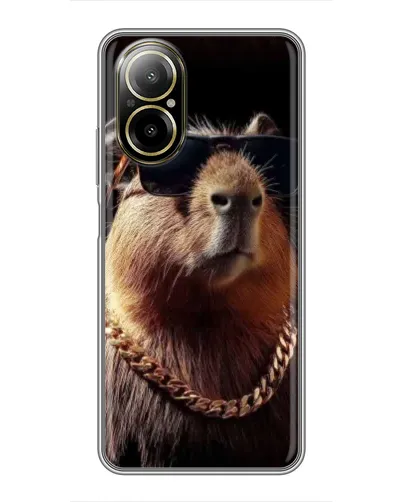 Чехол для Realme C67 с картинкой «Капибара золотая цепь»