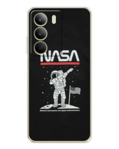 Чехол для Realme C71 с картинкой «NASA — шагаем по Луне»