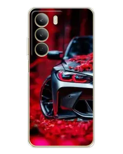 Чехол для Realme C71 с картинкой «Спортивная BMW и цветы»