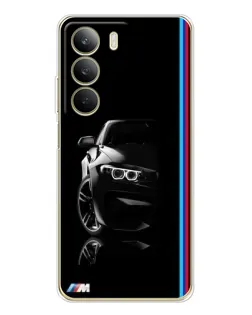 Чехол для Realme C71 с картинкой «Силуэт BMW в темноте»