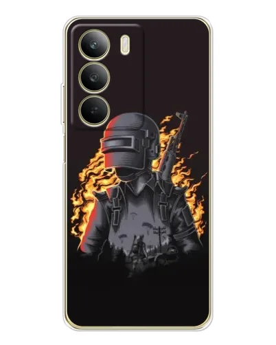 Чехол для Realme C71 с картинкой «PUBG — огненный силуэт»