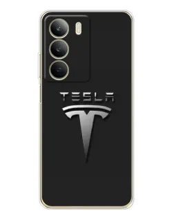 Чехол для Realme C71 с картинкой «Стальной логотип Tesla»