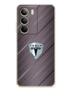 Чехол для Realme C71 с картинкой «Металлическая текстура Tesla»