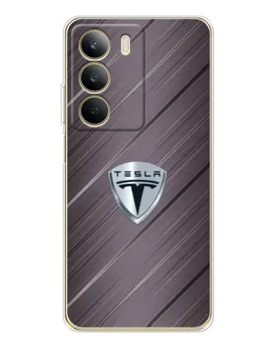 Чехол для Realme C71 с картинкой «Металлическая текстура Tesla»