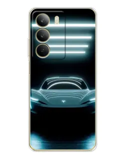 Чехол для Realme C71 с картинкой «Tesla в неоне»