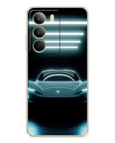 Чехол для Realme C71 с картинкой «Tesla в неоне»